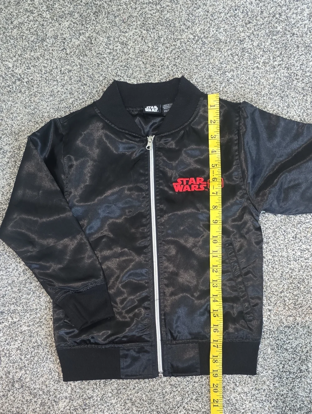 Star Wars Youth XS Black Satin TIE Fighter Bomber Jacket